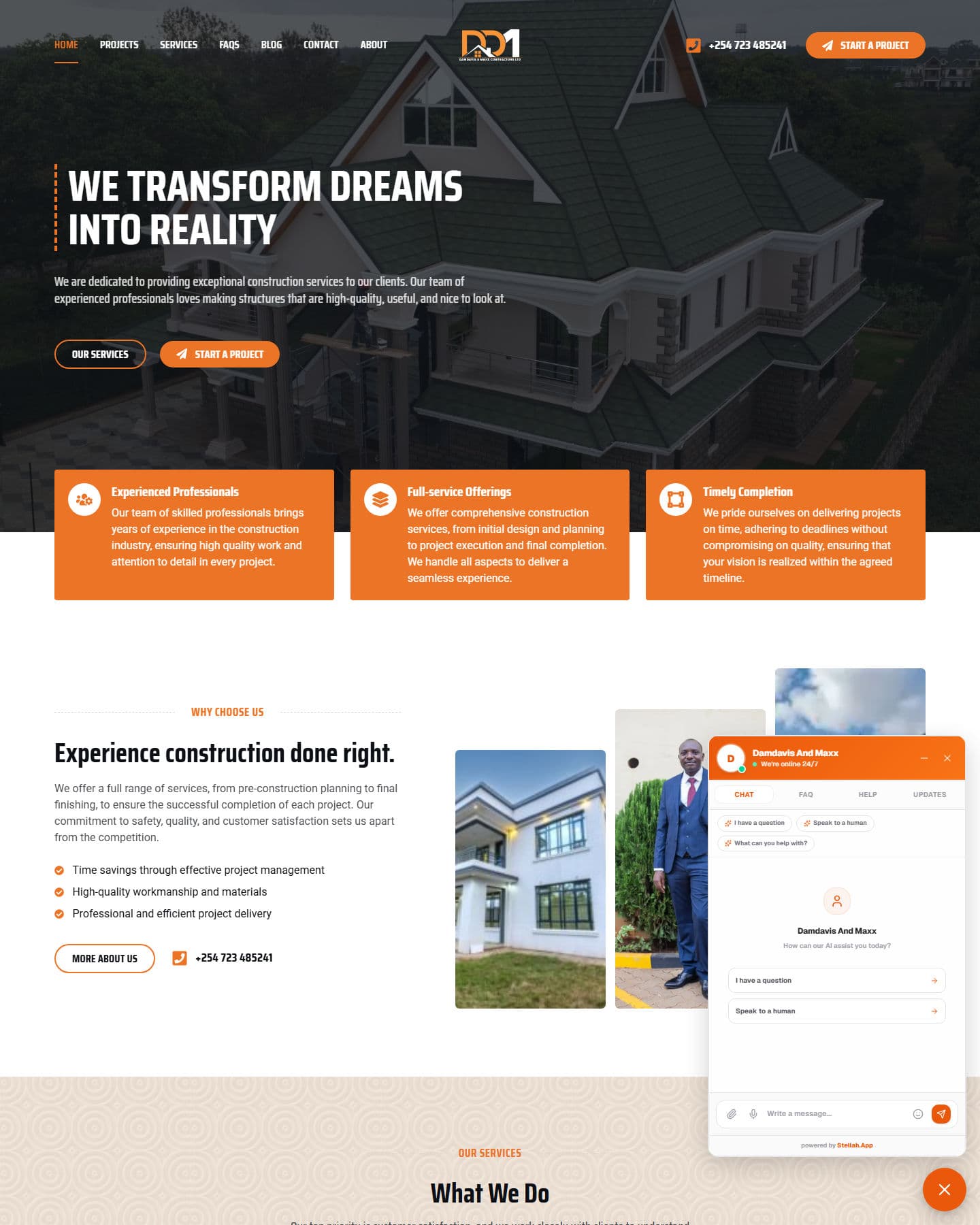 DamDavis & Maxx Contractors website home page