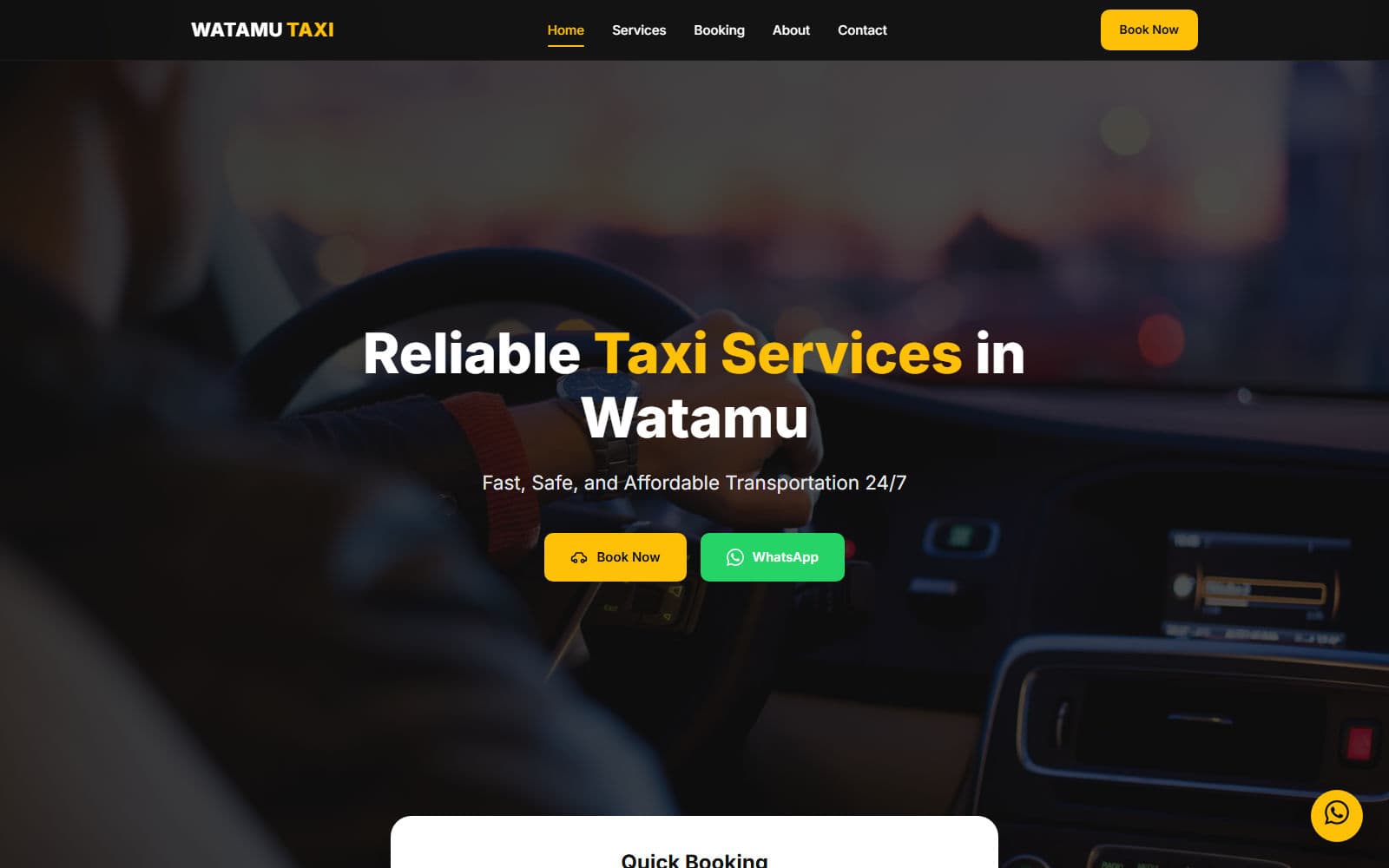 Watamu Taxi landing page — “Reliable Taxi Services in Watamu”