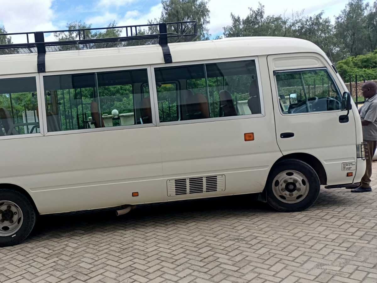 The 20-seater coaster bus offered on the Eliso Safaris car hire page
